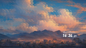 夕阳油画