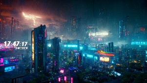 雨天赛博朋克之城