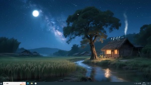 屋前溪流夜晚