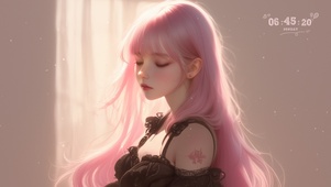 清纯粉发少女