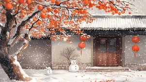 柿子雪人小屋