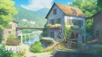 护眼蓝天白云花草树木景色