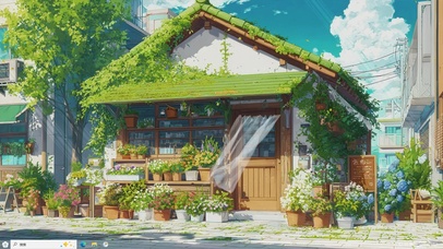 街角的绿意诗篇-桌面主题