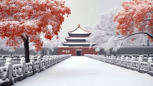 4K唯美古风雪景