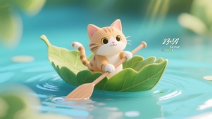 可爱划船猫咪