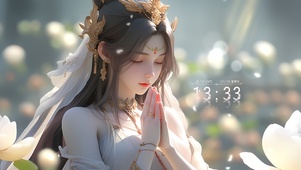 虔诚祈福女孩