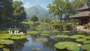 护眼树木荷塘景色
