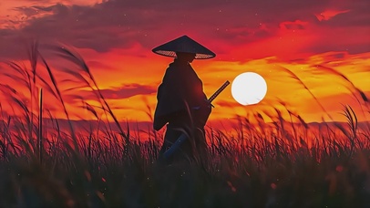 夕阳下的剑客