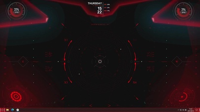 科技幻红主题（含时钟、鼠标）