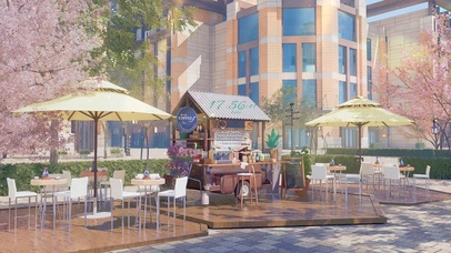 唯美樱花季露天咖啡厅