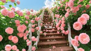 4k玫瑰花楼梯