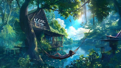 4K 清新舒适夏日湖边