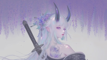 紫藤花下-唯美白发恶魔女孩