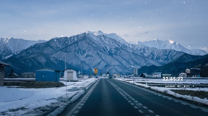 4K冬季乡镇公路