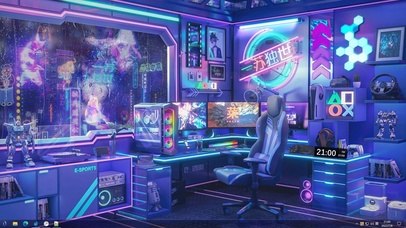 4K赛博朋克科技房间主题