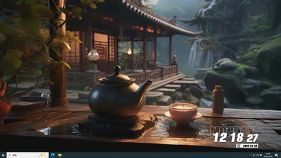 古风夜色河流桌面主题