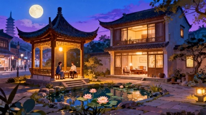 夜晚小院闲聊