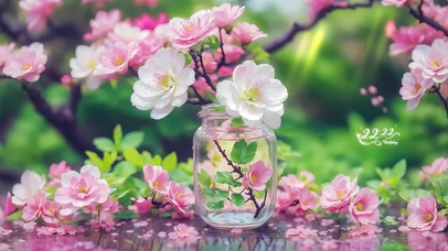 4k温馨樱花落