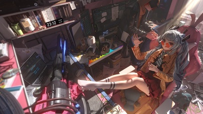 4K凌乱的电脑房间女孩