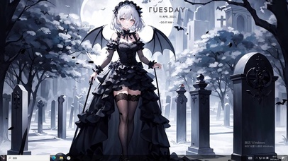 4k恶魔墓地黑色可爱美少女