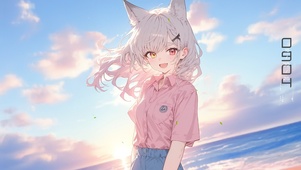 午后海边少女