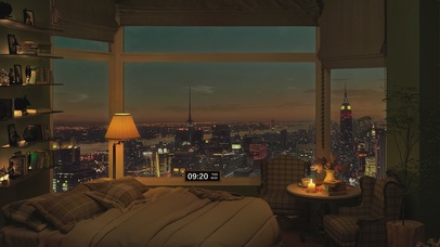 4K唯美治愈护眼城市房间夜景