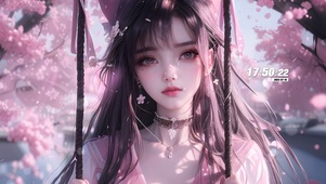 唯美樱花秋千美女