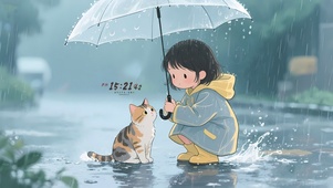 雨天少女与猫