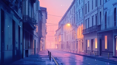 粉色唯美晚霞街道