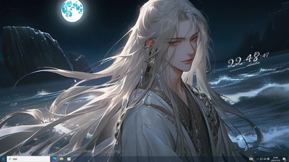 月光白发古风男神