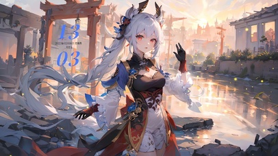 治愈晚霞可爱少女