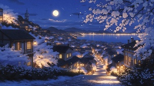 温馨繁花城镇街道