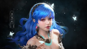蓝发美少女