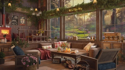 唯美治愈森林木屋房间