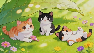 可爱调皮草地猫咪