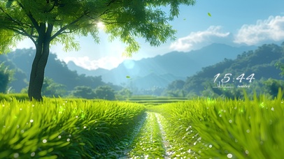 护眼清新夏日雨后小道