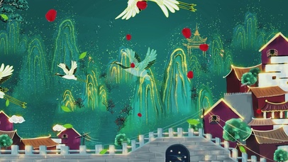 国潮鎏金中国风风景