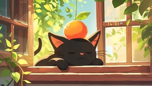 窗台小黑猫