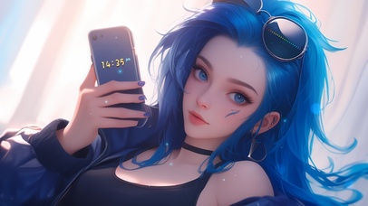 刷手机的少女