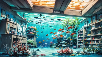 4K唯美治愈海底小屋