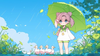 雨天可爱鸭