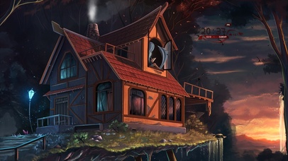 唯美治愈夕阳森林小屋