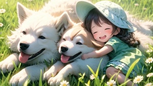 女孩和她的狗狗们