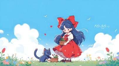 治愈猫咪小女孩