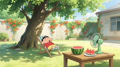 夏日庭院乘凉小新