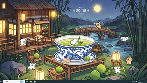 夜晚竹林嬉戏小狗