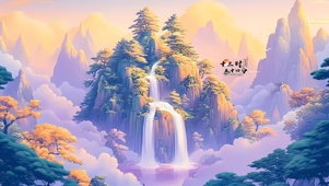 唯美高山瀑布