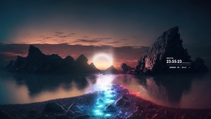 夕阳海滩荧光