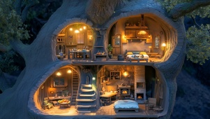 温馨的树洞小屋
