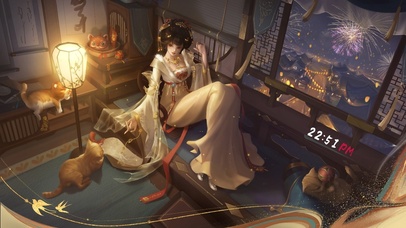 4K唯美古风逗猫少女